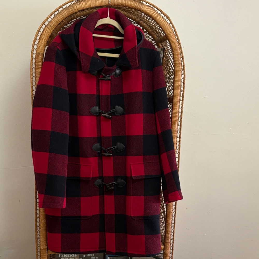 BROOKS BROTHER Red and Black Checkered Coat Size USA M
